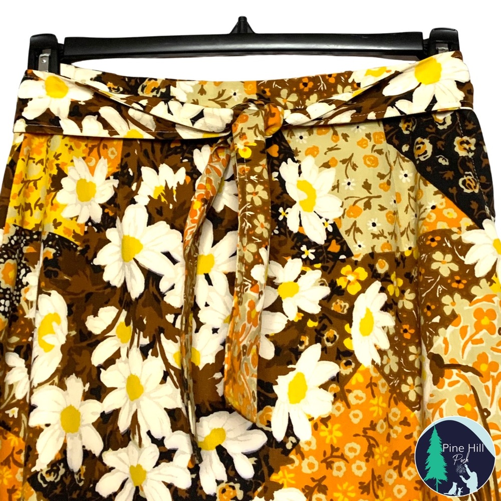 SOLD Vintage 60s Skirt Handmade Floral Maxi Womens Medium Hippy Flower Power - Picture 3 of 10